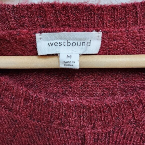 Westbound Sweater Womens M Red Wool Blend Tunic Oversized Crew Long Sleeve Soft - Picture 4 of 9